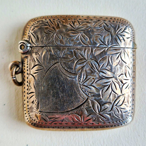 Antique solid silver vesta - silver,