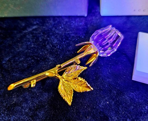 Swarovski goldtone stem rose