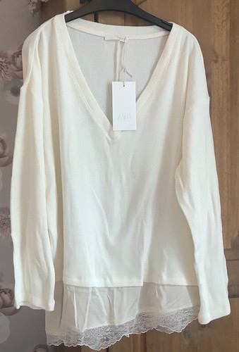 Zara cream lace hem - , t