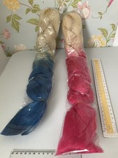 WIG Doll MAKERS Hair FANCY DRESS BLONDE BLUE PINK PLAITED Long PONYTAIL x2 BNIP