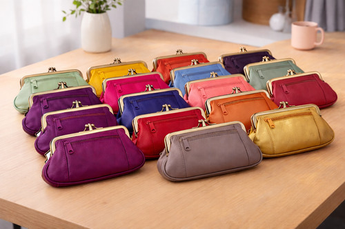 Soft leather clip top - leather, purse