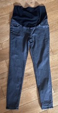 H&M Mama Black Maternity Over The Bump Super Skinny High Rib Jeans - Size 16