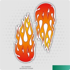 2 x Large Flames Stickers (Red/Orange) - Cool Funny Kids, Car, Van Decal