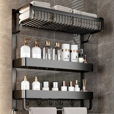 Large Shower Rack Bathroom Storage Organiser Tidy Shelf Towel Rail Caddy w/ Hook