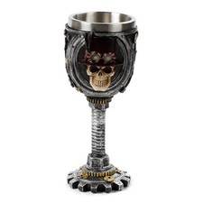 Steampunk Skull Goblet Chalice Gothic Wine Stainless Steel Cup Holder Home Decor