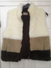 Zepla designer waistcoat /gilet in faux fur bands/stripes gorgeous soft warm M