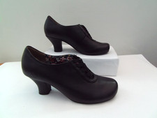 HOTTER COMFORT BLACK LEATHER  SLIP ON COURT SHOES SIZE 4.5 style Stephine