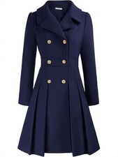 Women Long Trench Coat Double Breasted Thick A Line Jacket Winter'sCoats Trendy