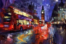 LONDON BIG BEN RED BUS CANVAS
