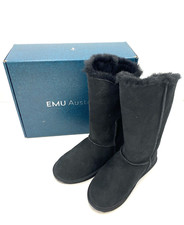 EMU Australia Black Sheepskin Boots Hakea Hi UK Size 6 B11