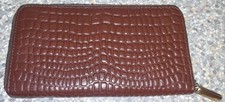 Ladies Brown Croc Style Design Print Purse