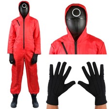 Survival Game Circle Costume TV Game Fancy Dress Outfit Jumpsuit Gloves Mask