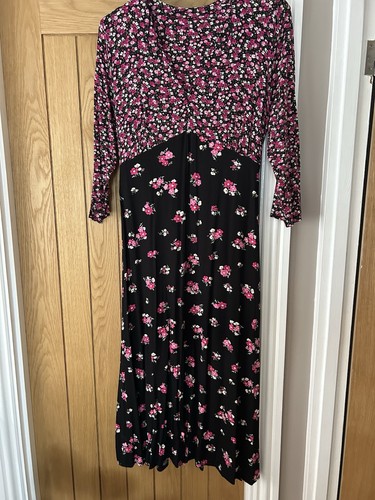 Black pink floral cotton - black,
