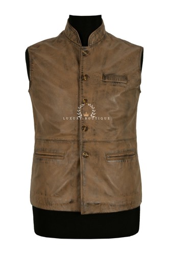 Men real leather - real, waistcoat