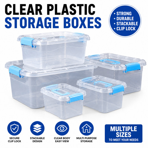Clear plastic storage - clear, boxes