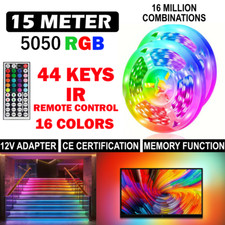 15M LED Strip Lights 5050 RGB Colour Changing Tape Cabinet Kitchen Tv Lighting