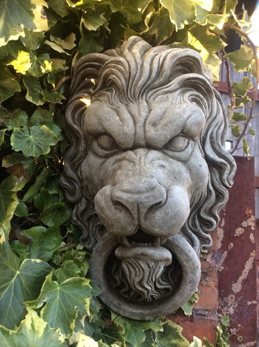 Stone garden lion face - garden,