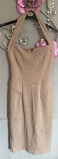Amy Childs Nude Self Pattern Halterneck Bodycon Dress Size 8