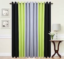 Eyelet curtains Ring Top Fully Lined Pair Ready made 3 Tone Lime Green