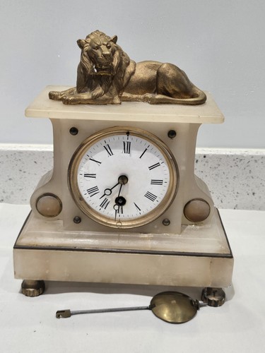 Antique alabaster brass mount - alabaster,