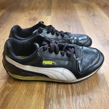 Puma Field Sprint Trainers UK 6 Black  White Gym Training Leather Sport Shoe 