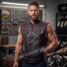 Handmade leather biker vest - biker,
