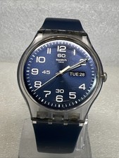 Swatch Mens Blue Resin Strap Watch. IS28.