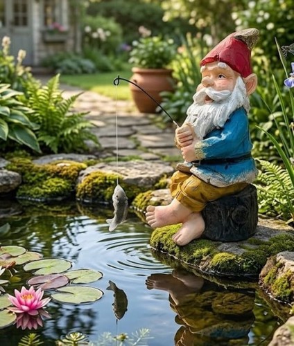 Garden gnomes fishing ornament - garden,