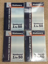 4x New Duplicate Invoice Books, Numbered 1-50, Office Tradesman Work Receipts