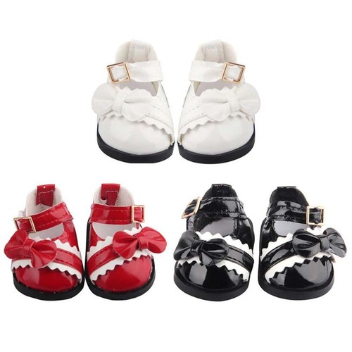 Doll shoes leather bow - shoes,