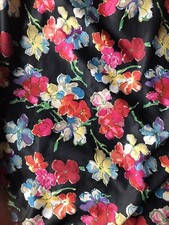 Vintage Retro Bright Floral Print Fabric Smocked Stretch Knit Dress Material 70s
