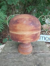 Antique Beech Wooden Millinery Hat Wig Block And Stand