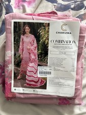 House Of Charizma Unstitched Embroidered 3 Piece Lawn Suit With Patches
