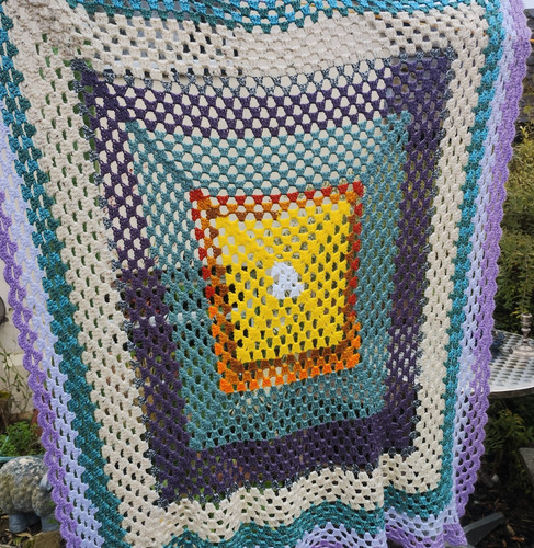 Vintage granny knit blanket - knit,