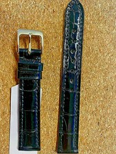 Hirsch BLACK Genuine CROCODILE Women's Watch Strap Gold Or Silver Buckle 16mm