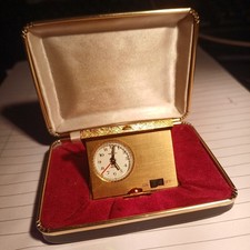 Vintage NEPRO Mechanical Swiss Clock Miniature Gold Plated