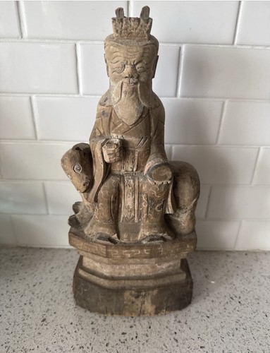 Antique temple wood statue - antique,