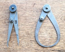 (2) Vintage L. S. Starrett Lock-Joint Inside & Outside Adjustable Calipers USA