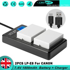 2× LP-E8 Battery & LCD Charger For Canon EOS 700D 600D 550D Rebel T3i Kiss X4 X5