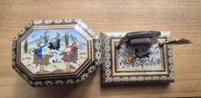 Persian Khatam Hand Painted Inlay Box Set – Jewelry Trinket & Pen Holder, Vintag