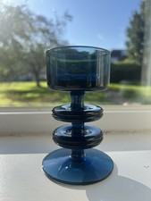 Sheringham Blue Glass Candlestick - Two Disc - Stennett-Wilson - Wedgewood