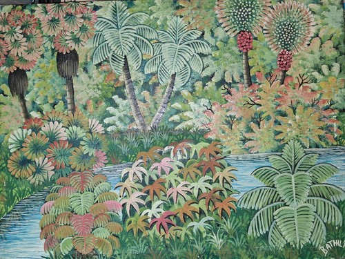 Naive african painting oil - african,