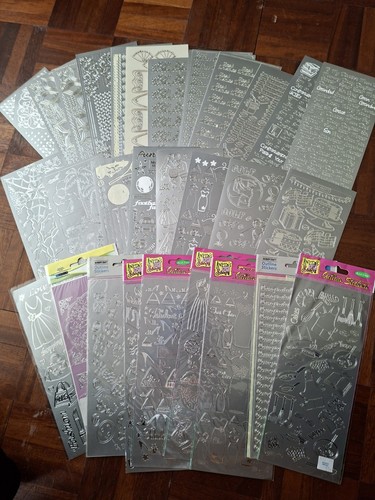 Silver outline stickers - stickers, bundle
