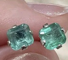 Emerald Earrings. Emerald Studs. Antique Emerald Earrings.