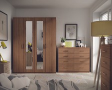 Ready Assembled Medina Walnut Wardrobe Drawers Complete Bedroom Furniture Set