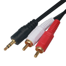 AUX 3.5mm Male To RCA Red White Cable Twin Phono Headphone Mini Stereo Audio