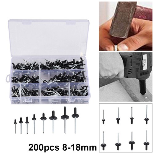 200pcs 18mm assorted - 8-18mm, black