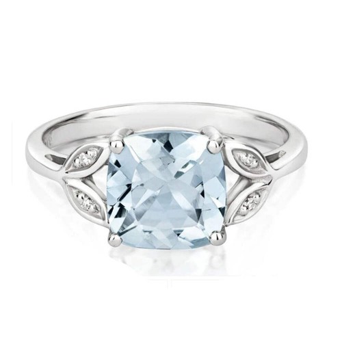 Real aquamarine and diamond - real,