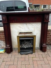 Fire Surround With Fire And Marble Back And Hearth