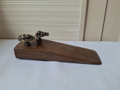 Handcrafted wood doorstop with